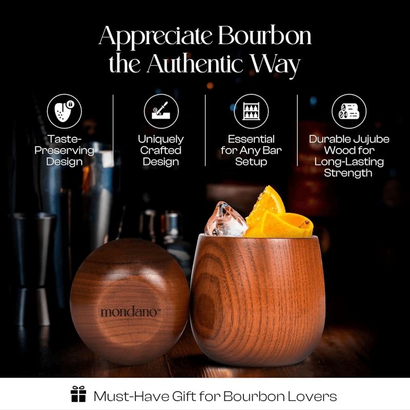 Wooden Bourbon Drinking Cups (2 Pack)