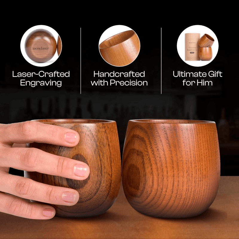 Wooden Bourbon Drinking Cups (2 Pack)