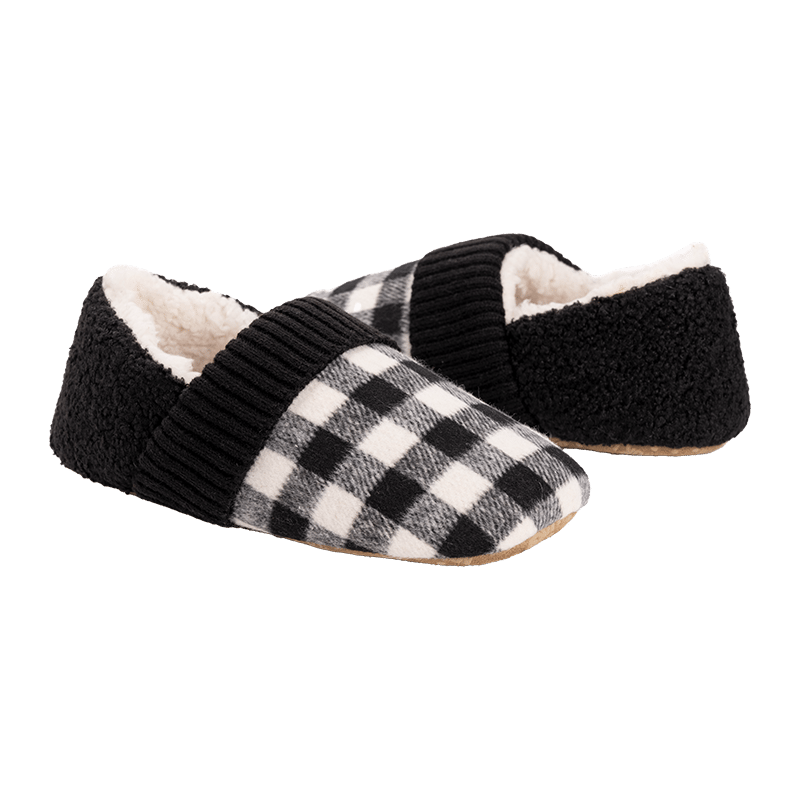 Flannel Plaid Slipper with Berber Heel