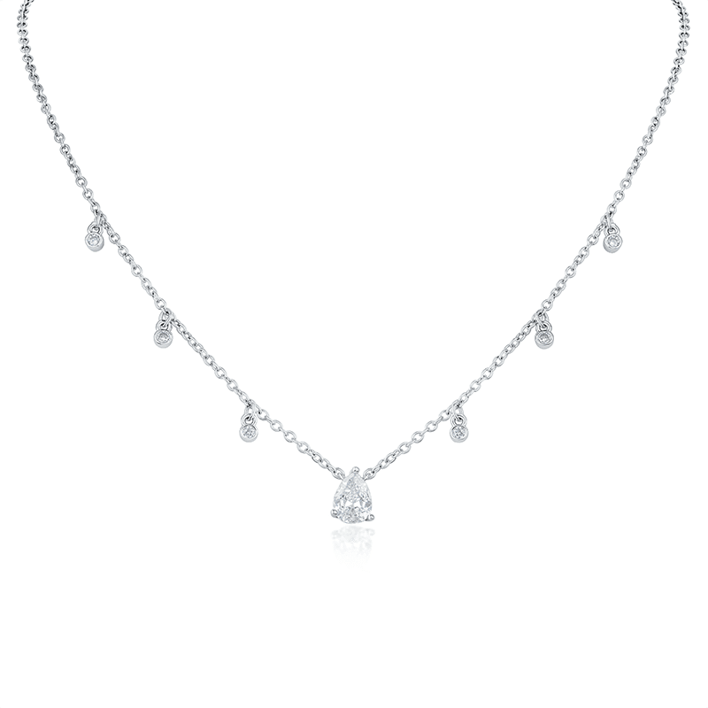 1.75Cttw Round/Pear CZ Dangle Pear Neck