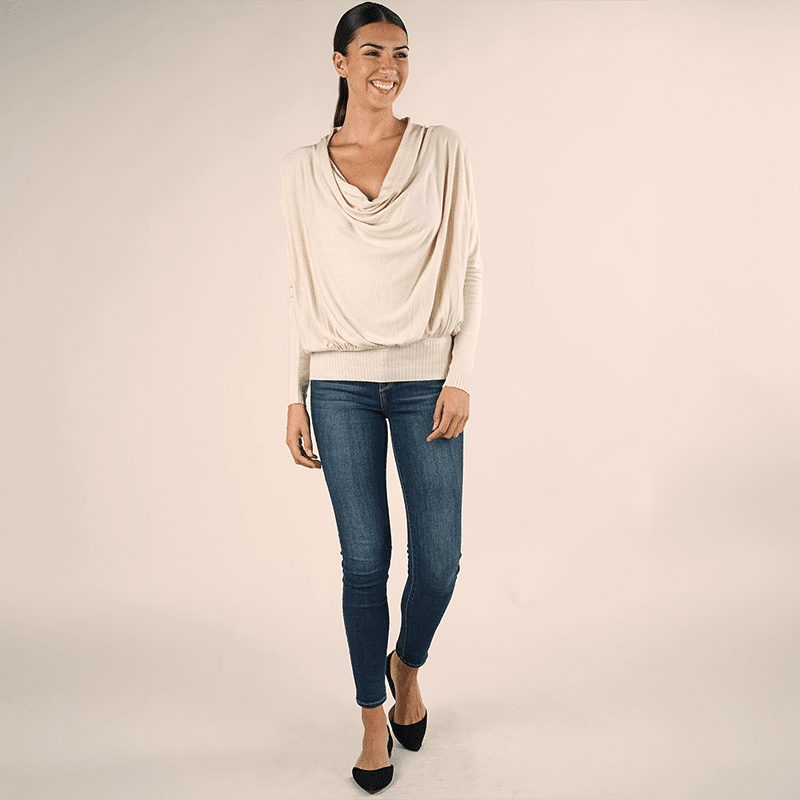 Cowl Front Fine Gauge Sweater