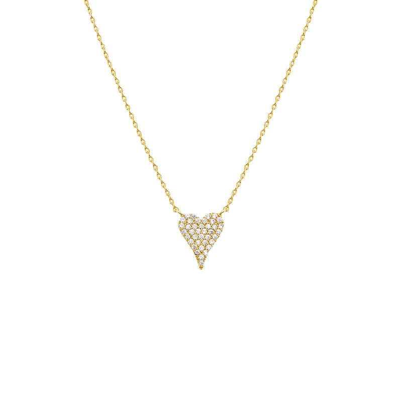 Pave CZ Elongaed Heart Necklace