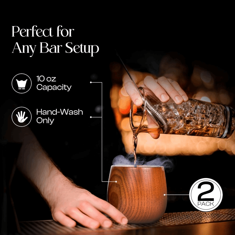 Wooden Bourbon Drinking Cups (2 Pack)