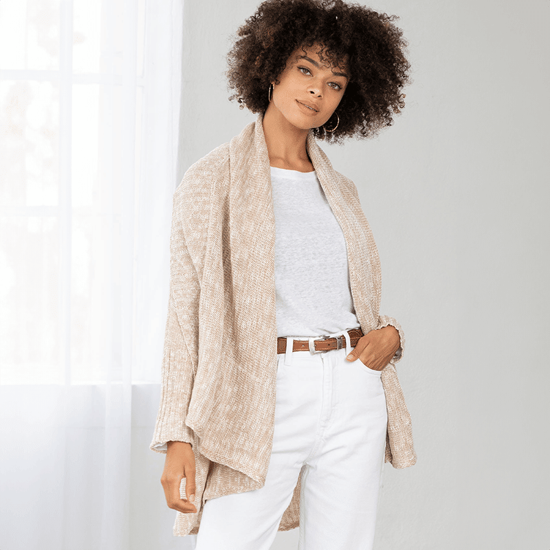 Melange Shawl Collar Long Cardigan