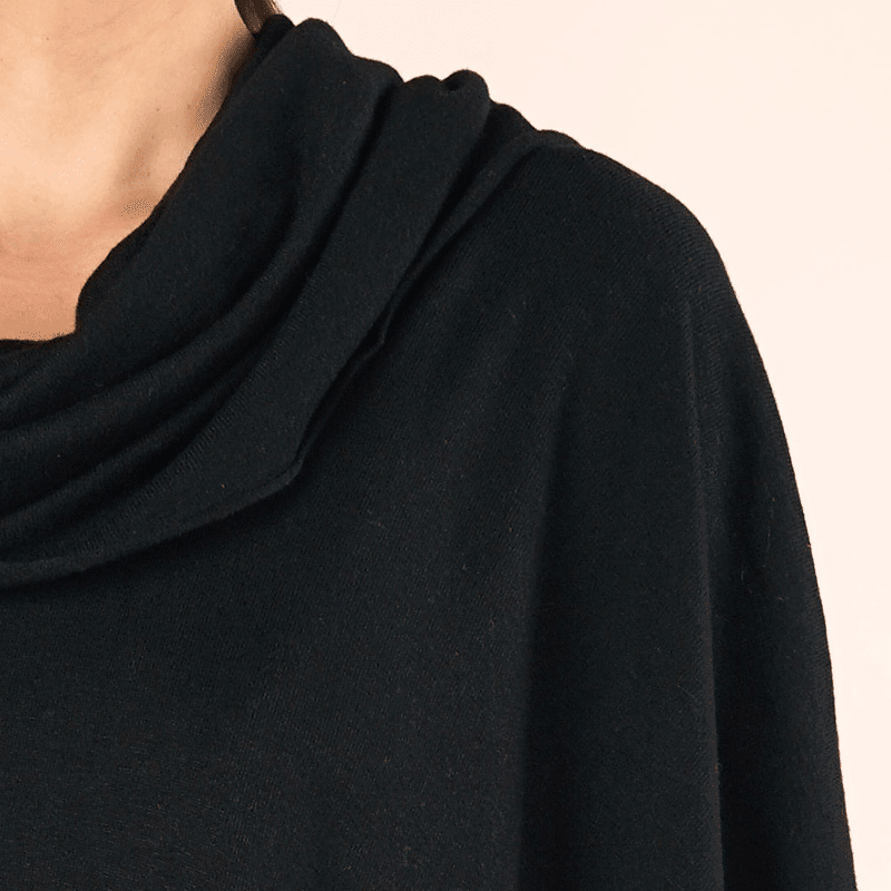 Poncho Sweater With Fringe - One Size