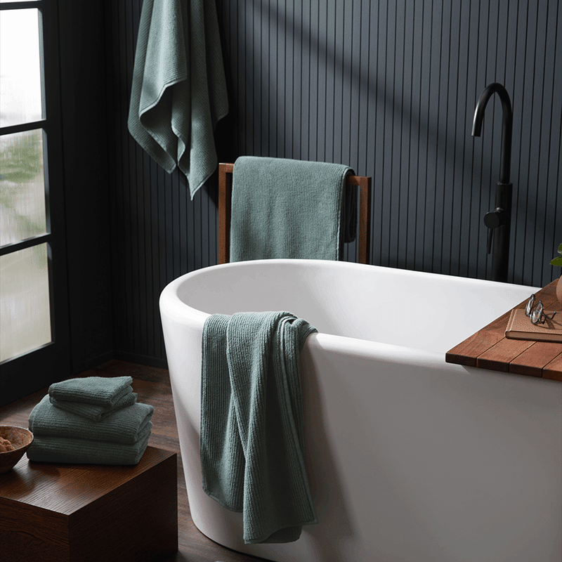 Soft Rib Towels, Agave, Washcloth