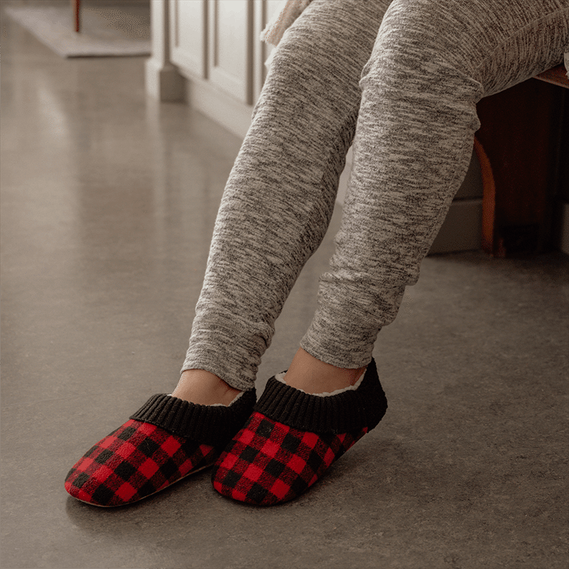 Flannel Plaid Slipper with Berber Heel