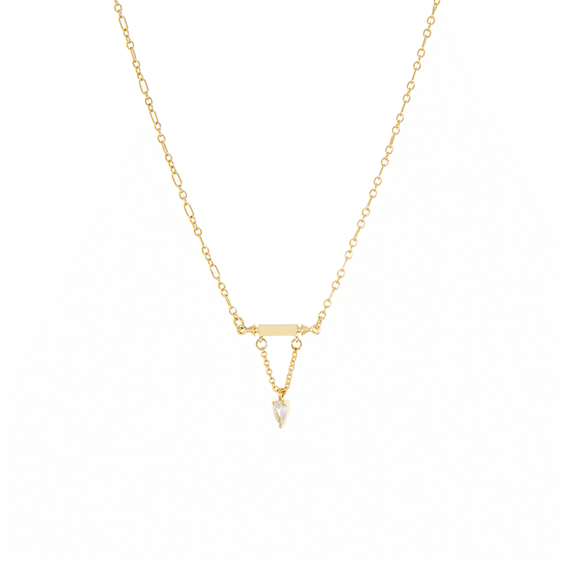 15" Delicate Crystal Bar Necklace 