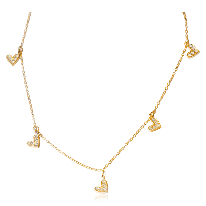 Stainless Steel Abiha Heart Necklace (Gold)
