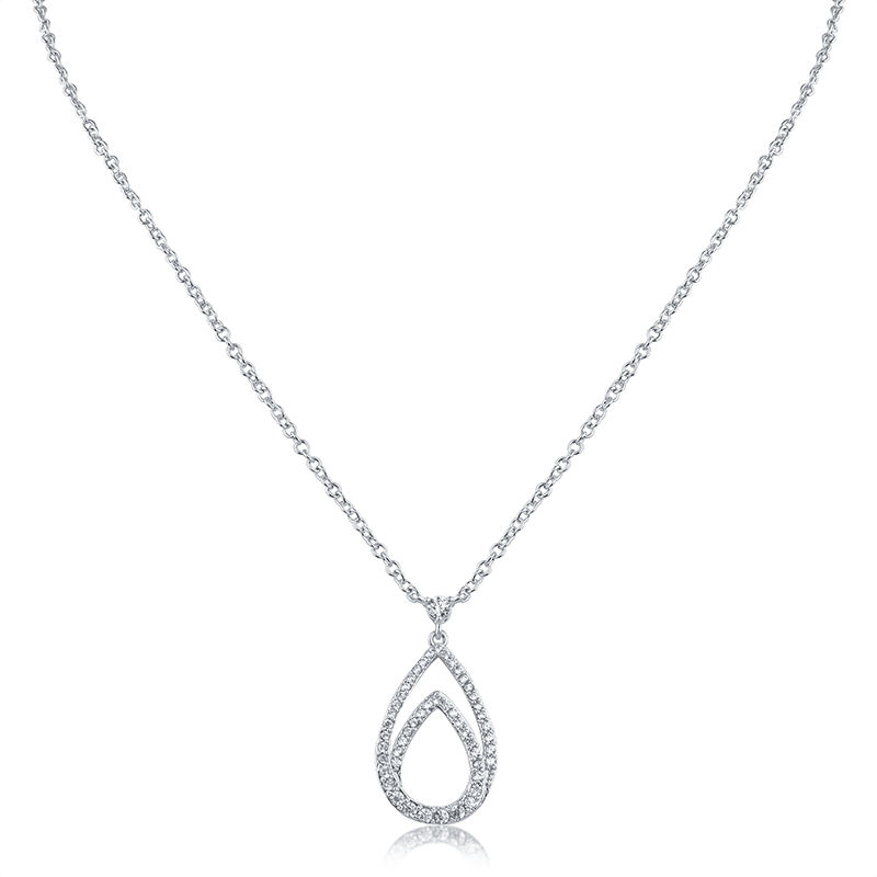 2 Cttw Pave Cz Interlocking Pear Shapes Pendant Necklace