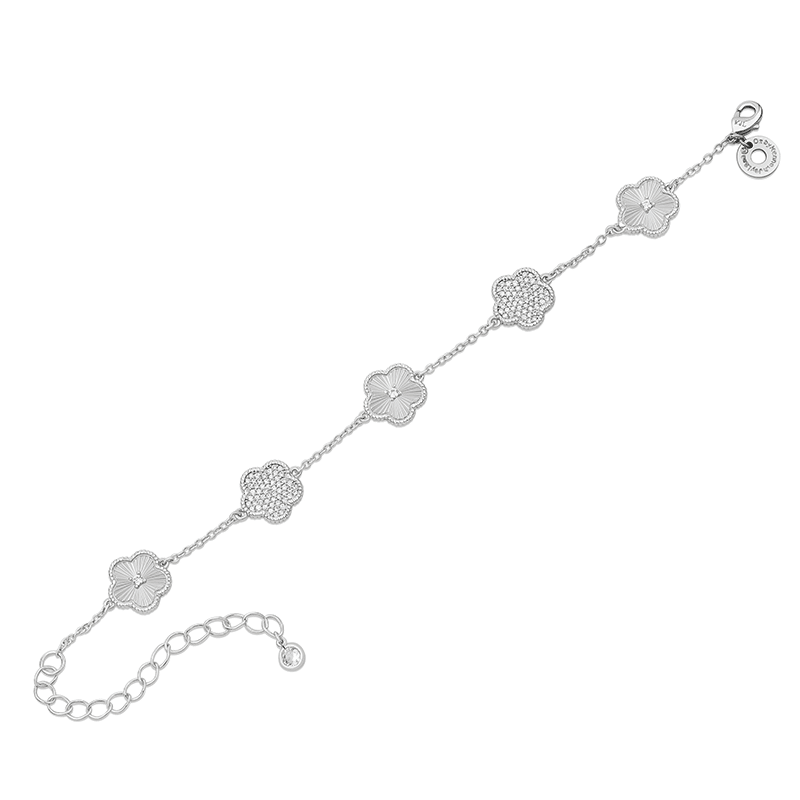 2.5Cttw Striated/Pave Clover Bracelet