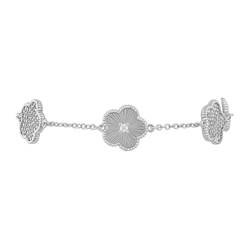 2.5Cttw Striated/Pave Clover Bracelet