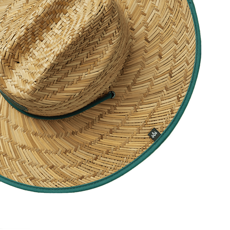Emerald Straw Lifeguard Hat with Bare Brim