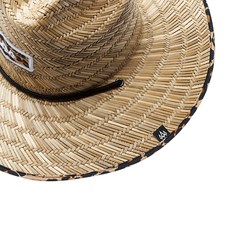 Big Cat Straw Lifeguard Hat with Printed Brim
