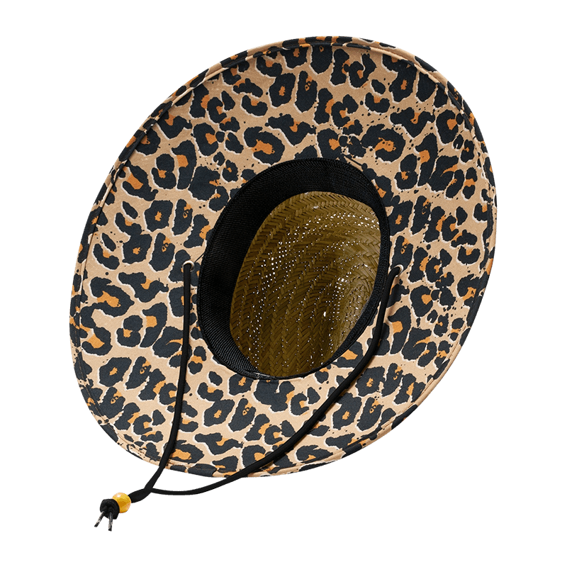 Big Cat Straw Lifeguard Hat with Printed Brim