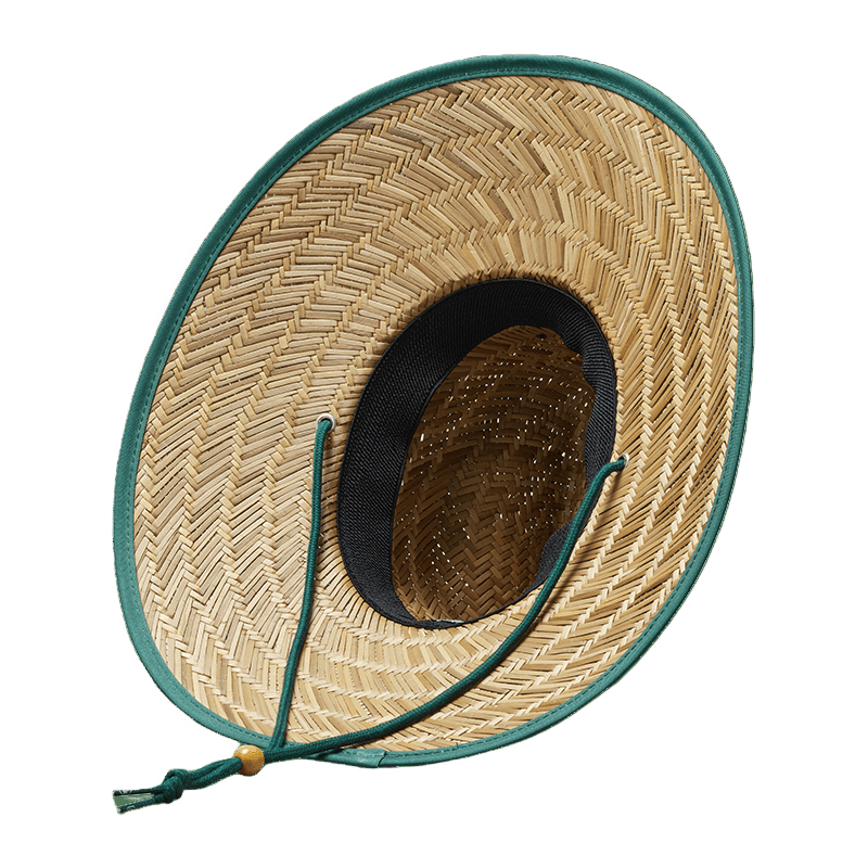 Emerald Straw Lifeguard Hat with Bare Brim