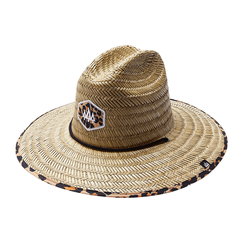 Big Cat Straw Lifeguard Hat with Printed Brim