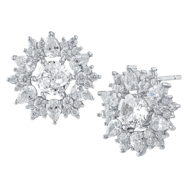 5Cttw Rnd/Pear Cz Open Ctr Fab Post Ears