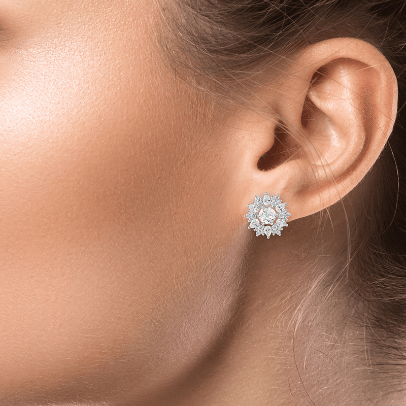 5Cttw Rnd/Pear Cz Open Ctr Fab Post Ears