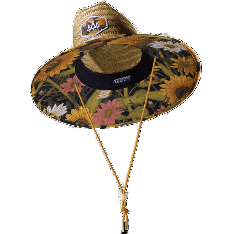Straw Lifeguard Hat with Printed Brim