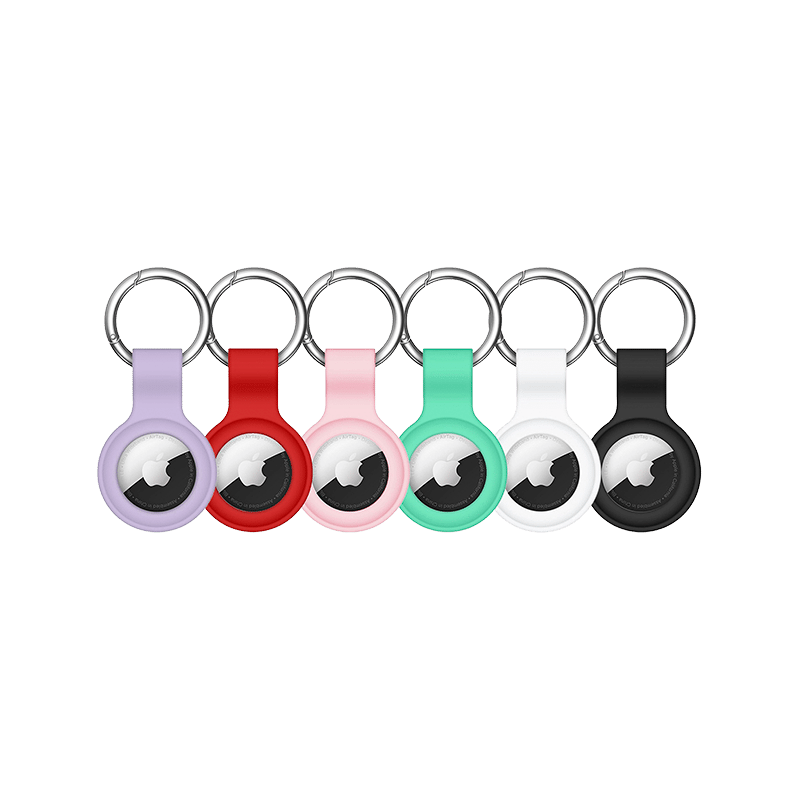 Leather Airtag Holder with Key Ring Loop (6 Pack)