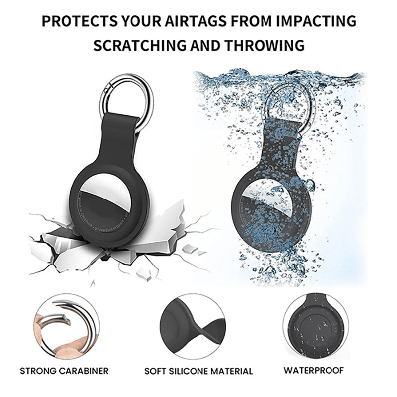 Leather Airtag Holder with Key Ring Loop (6 Pack)