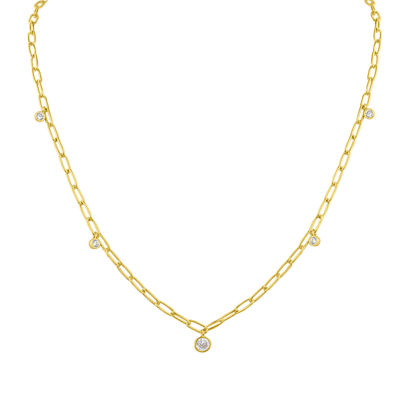 1 CTTW Rnd Bezel CZ On Oval Link Trend Necklace