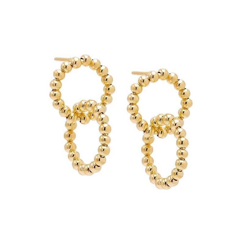 Small Beaded Double Circle Drop Stud Earring