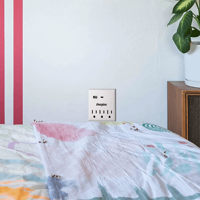 3 Outlet Wall Tap with 2 USB Ports (2 Pack)