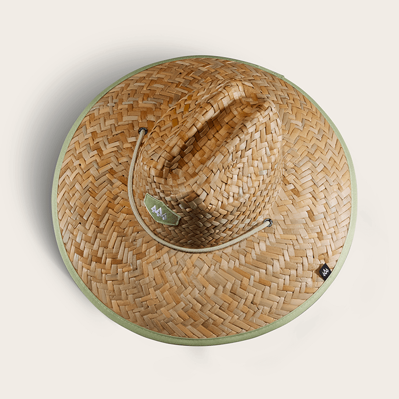 Pistachio Straw Lifeguard Hat with Solid Brim
