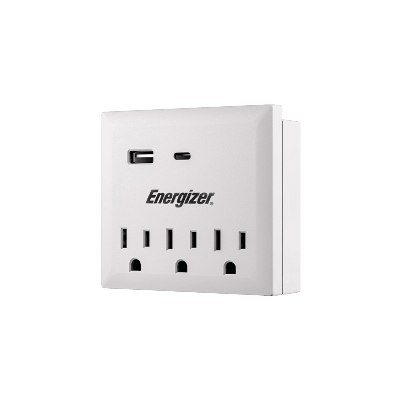 3 Outlet Wall Tap with 2 USB Ports (2 Pack)