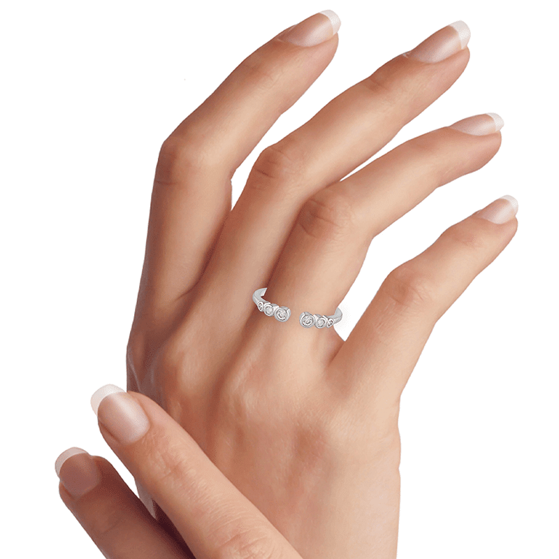 .3 CTTW Round Bezel Dainty Open Ring