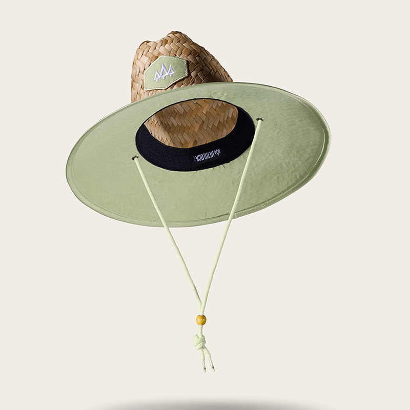 Pistachio Straw Lifeguard Hat with Solid Brim