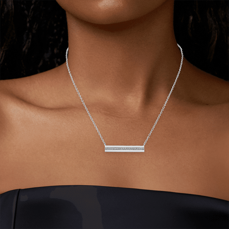 1Cttw Pave Cz Bar Pend/Neck