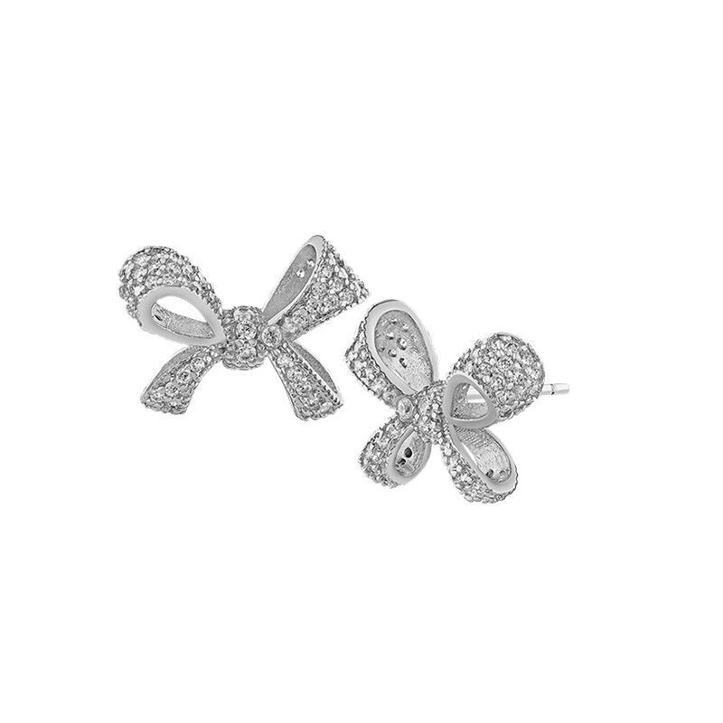 1.25Cttw Pave Cz Bow Stud Earrings