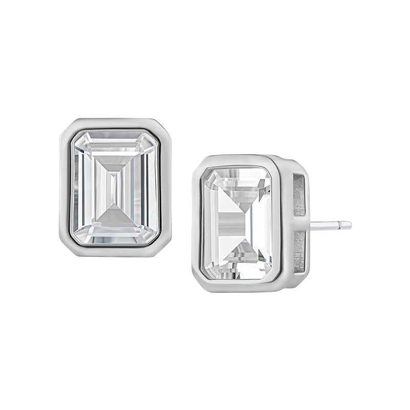 5Cttw Emerald Cz Bezel Framed Stud Post Ears