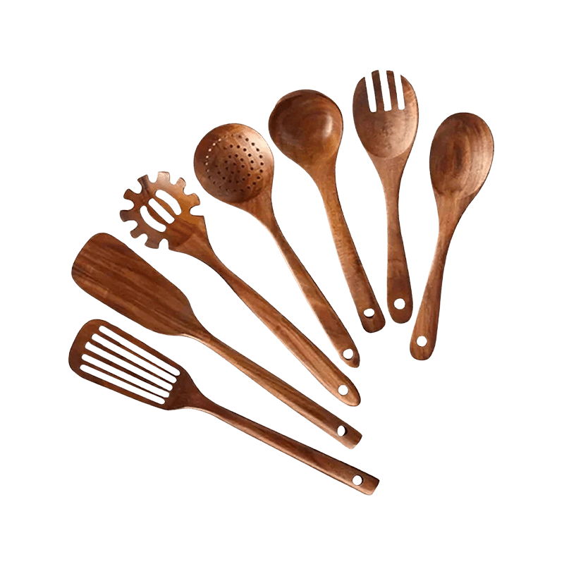 7 Piece Elegant Wooden Kitchen Utensils Set