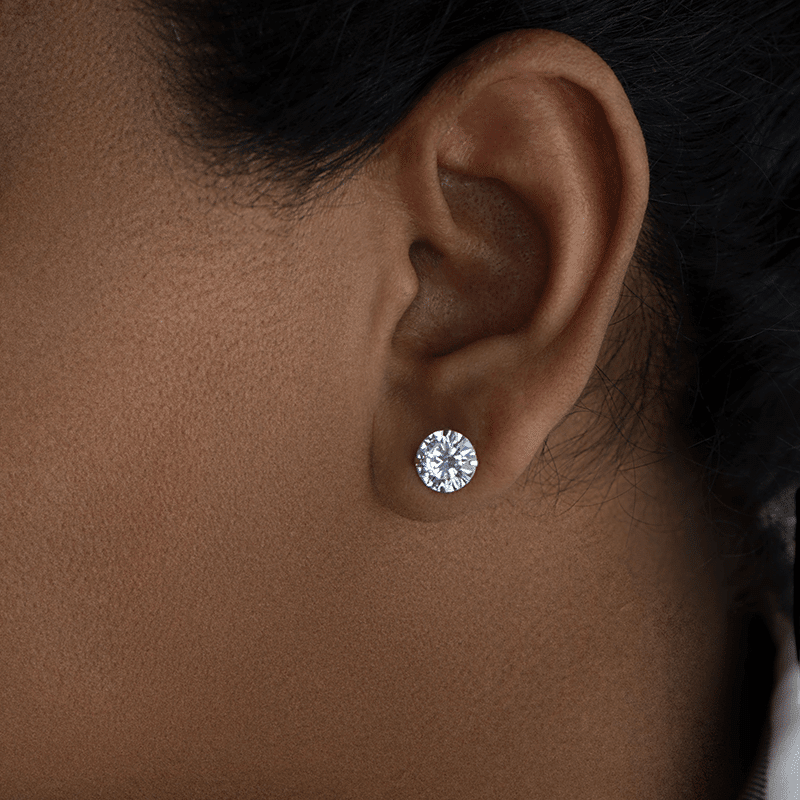 2 Cttw Round Cz 4-prong Martini Stud Ears