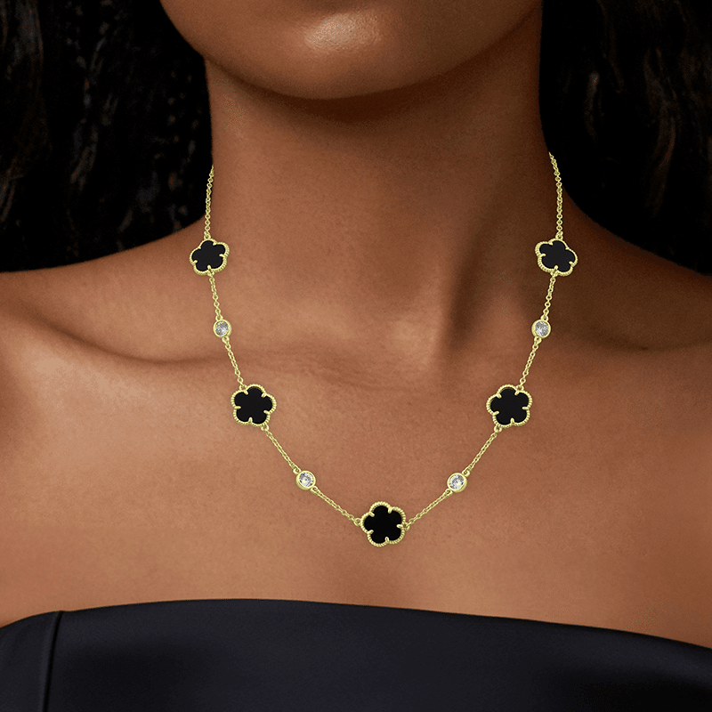 4Cttw Cz/ 5Clover Stations Necklace