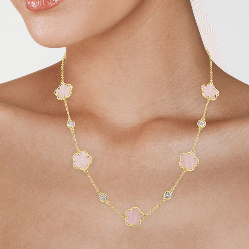 4Cttw Cz/ 5Clover Stations Necklace