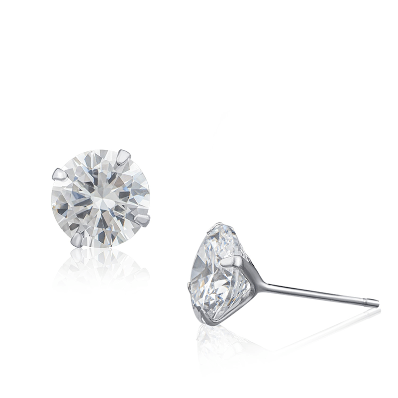 2 Cttw Round Cz 4-prong Martini Stud Ears