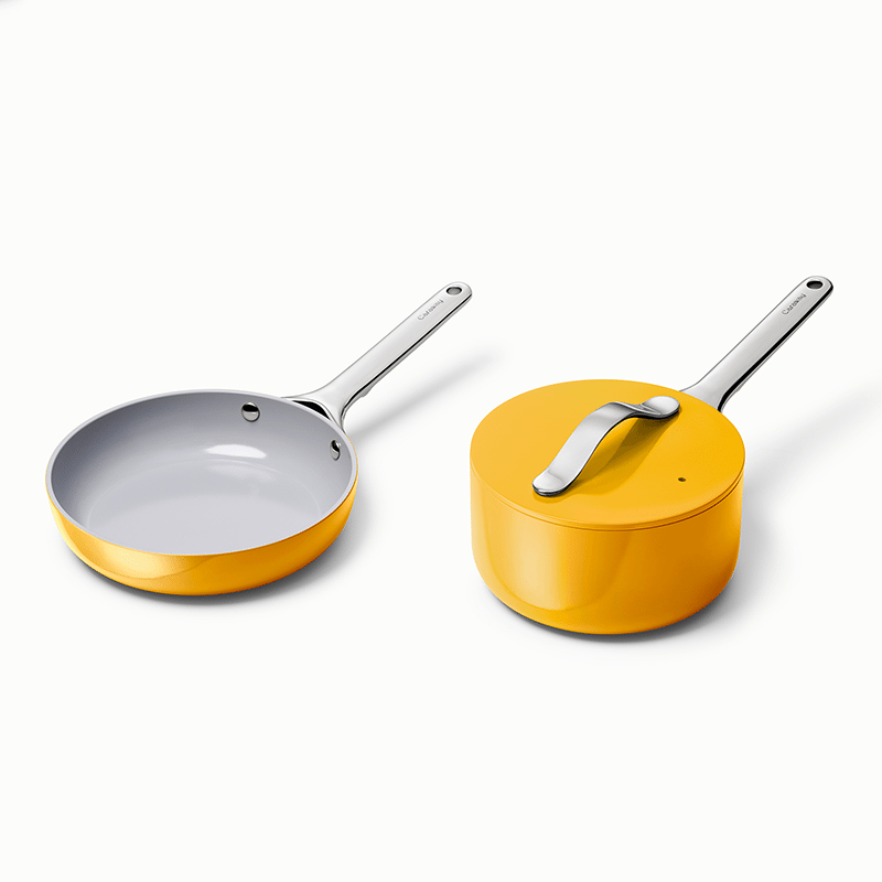 Non-Stick Ceramic Mini Fry Pan and Mini Sauce Pan Duo Marigold