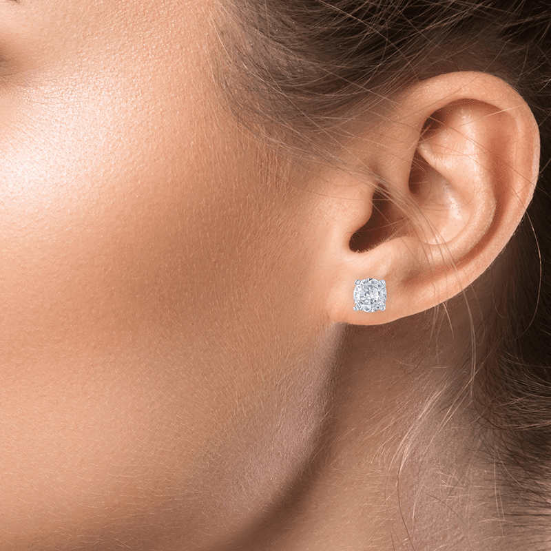 2 Cttw Round Cz 4prong Stud Ears