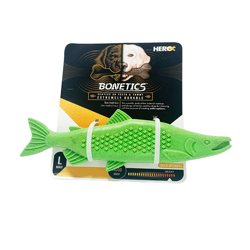 Caitec Bonetics Fishy Nylon Bone Dog Toy - Medium