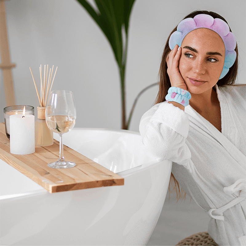 Non-Slip Bubble Spa Headband Set