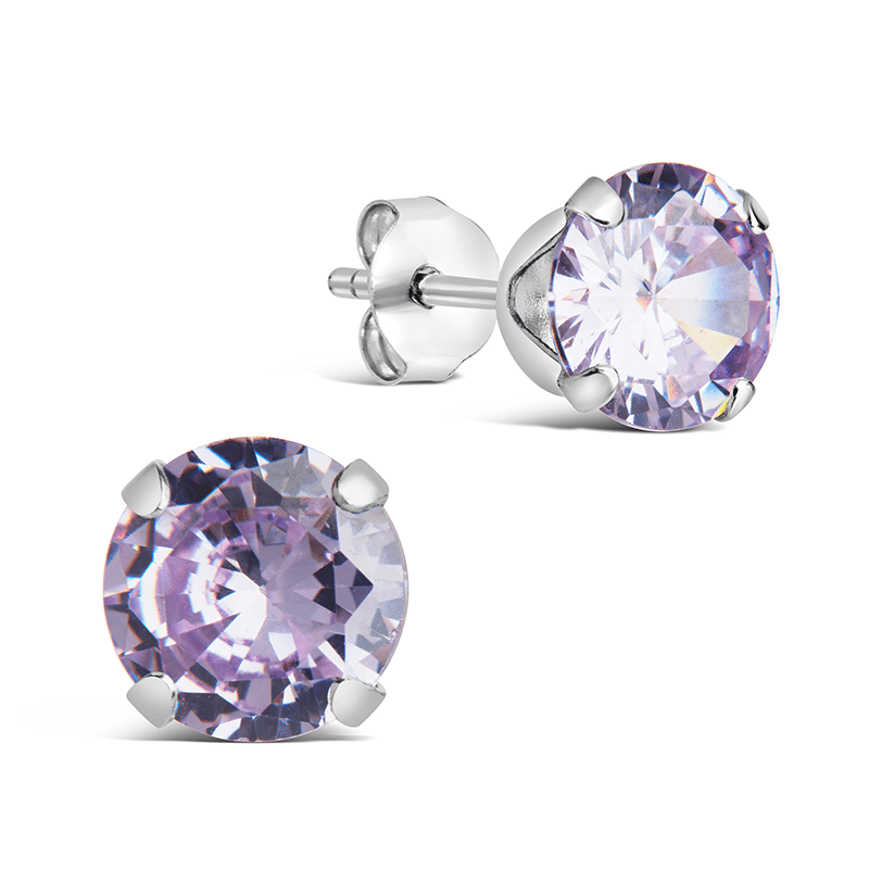 Picture of Sterling Silver 7mm Rainbow CZ Studs