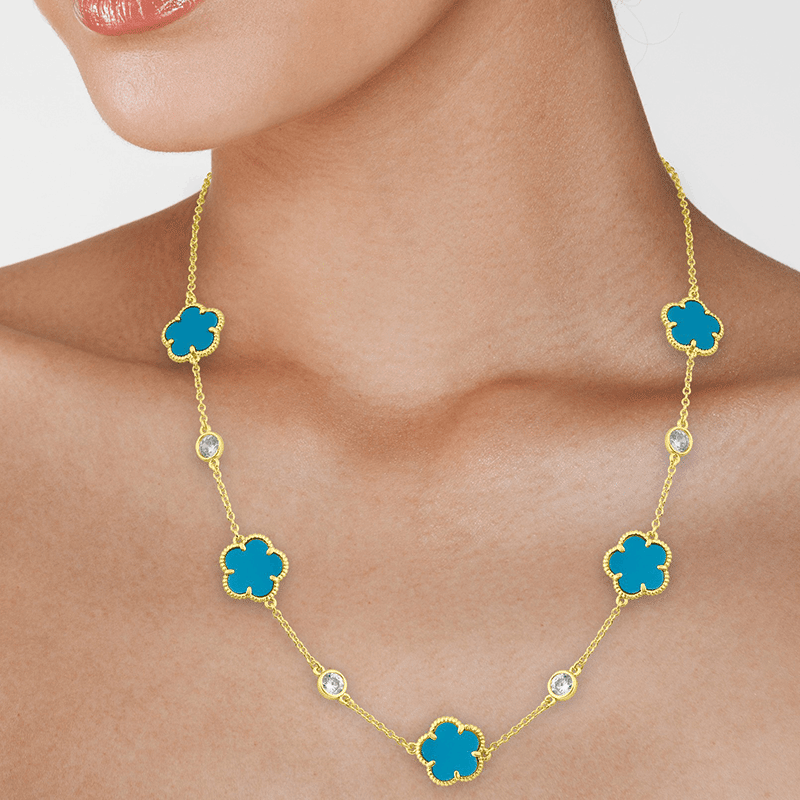 4Cttw Cz/ 5Clover Stations Necklace