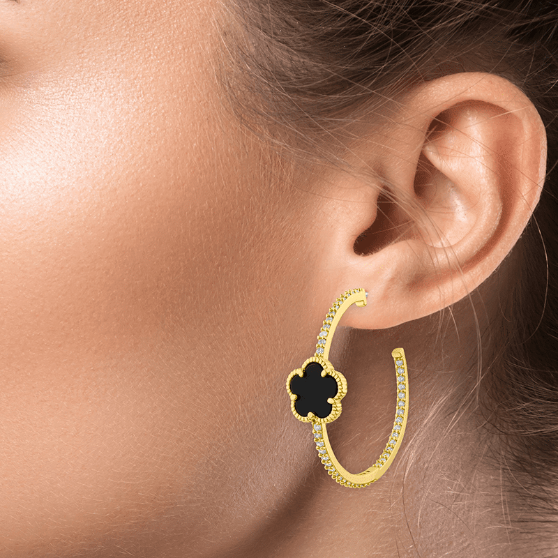 3Cttw Pave Hoop With 5Clover