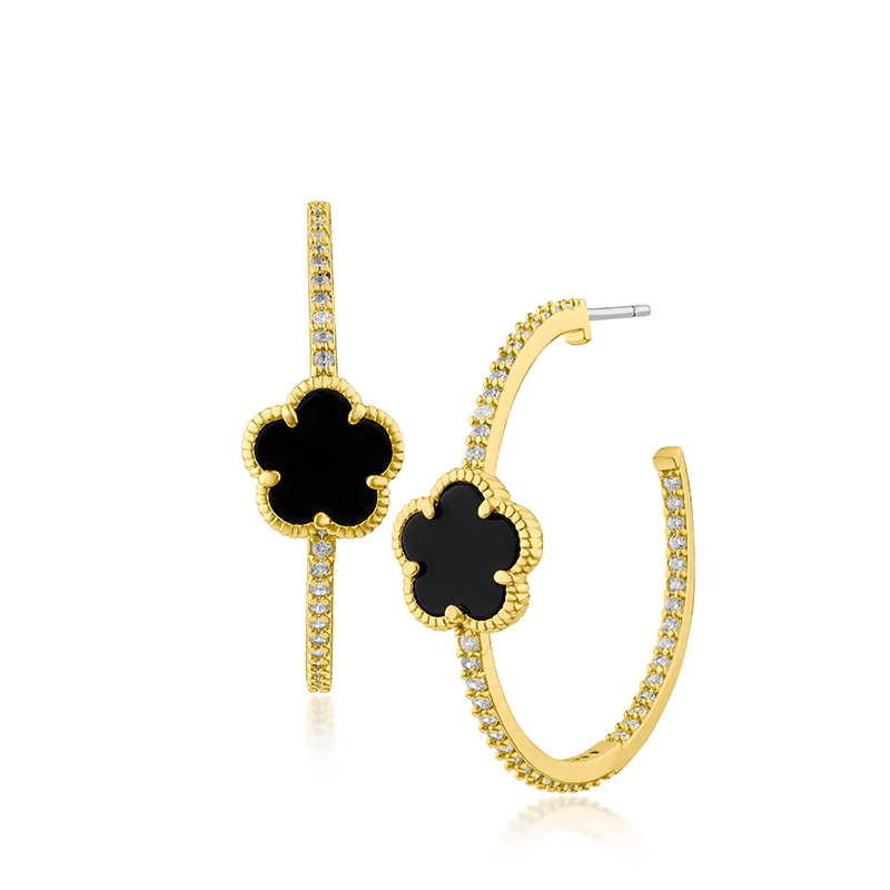 3Cttw Pave Hoop With 5Clover