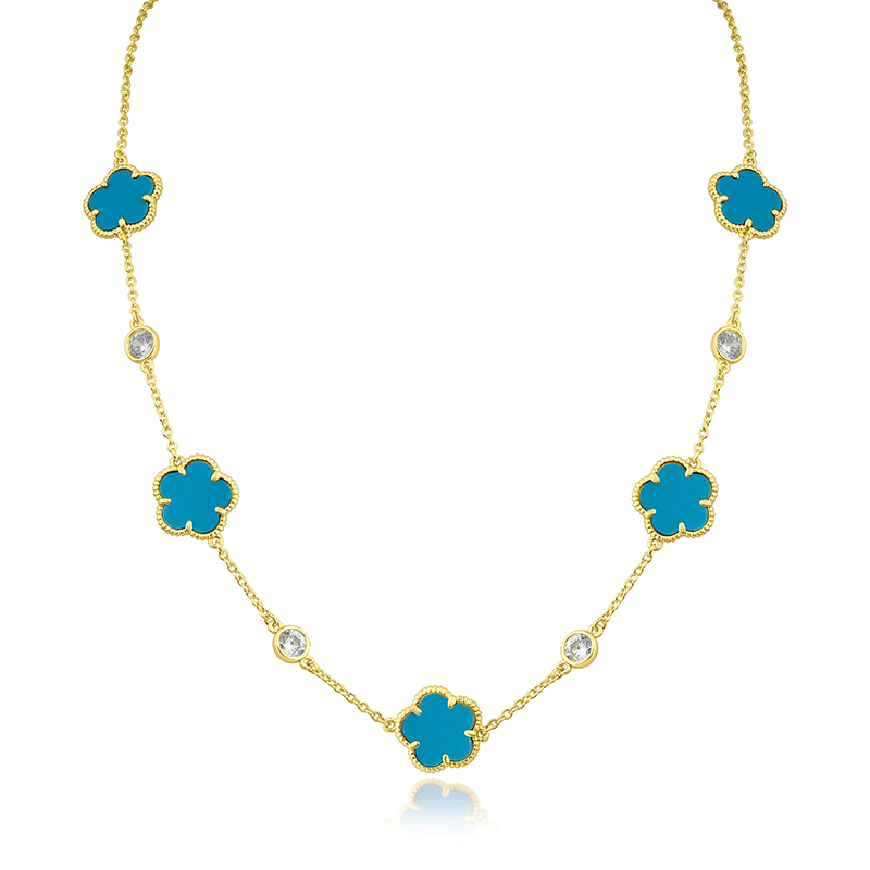 4Cttw Cz/ 5Clover Stations Necklace